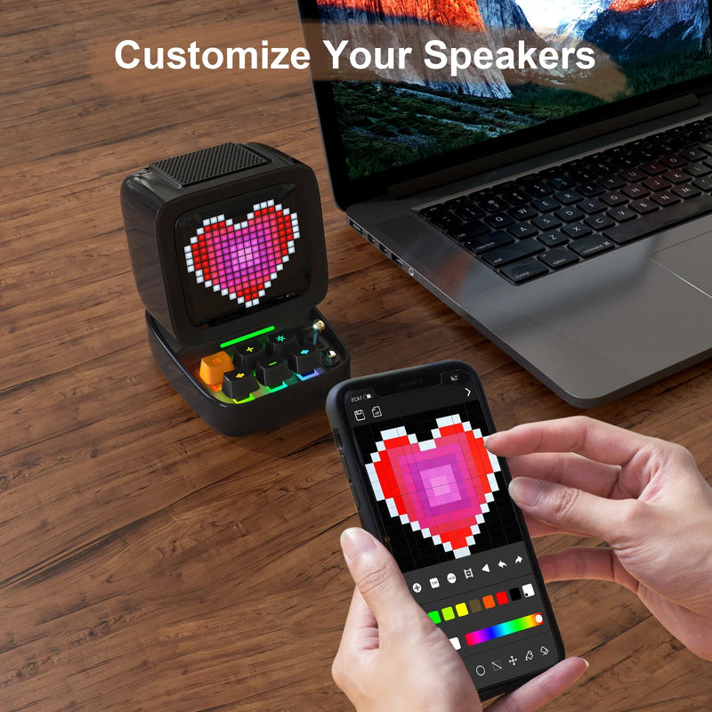 Afralia™ Ditoo Pixel Art Bluetooth Speaker 15W Output Power App Controlled LED Screen