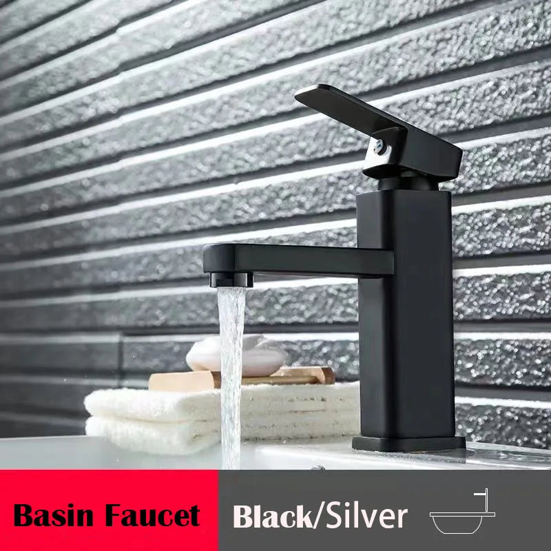 Afralia™ Matte Black Single Hole Bathroom Faucet for Hot Cold Water Sink Mixing