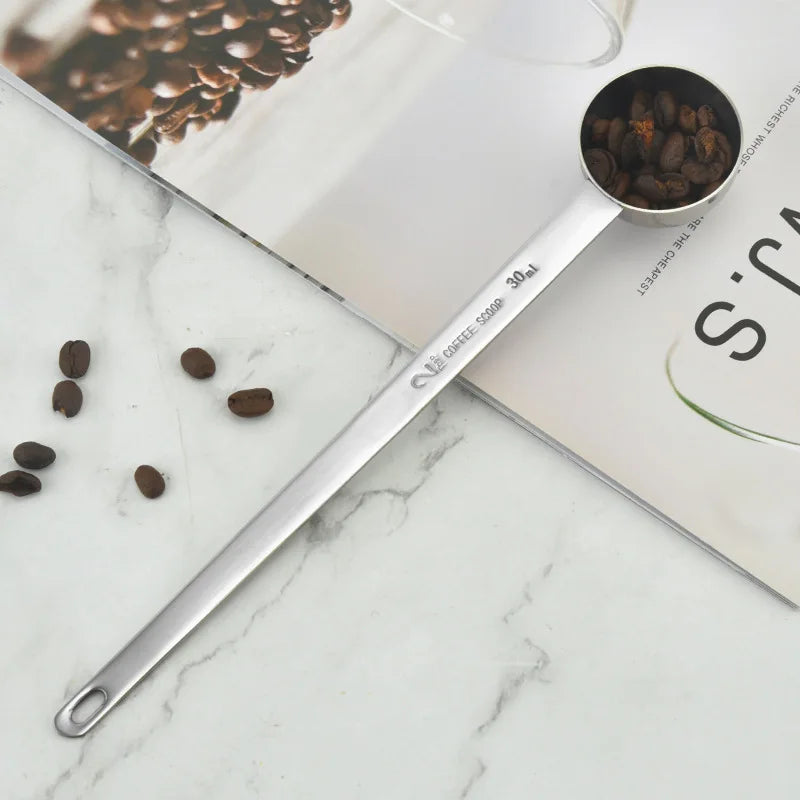 Afralia™ Stainless Steel Long Handle Coffee Measuring Spoon Set for Restaurant, Cafe, or Home