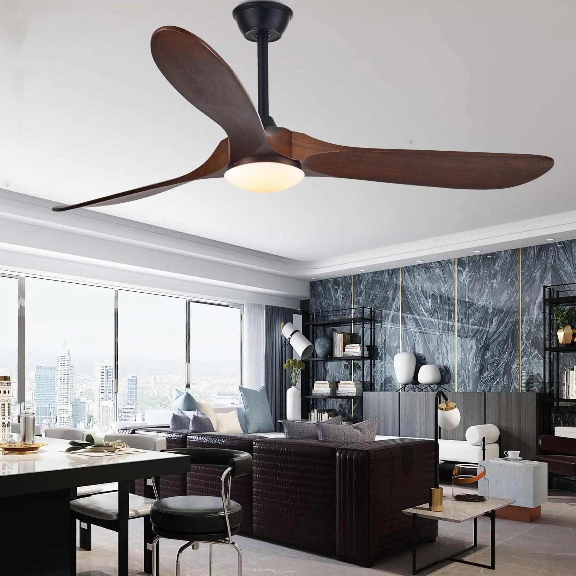 Afralia™ 60" Industrial Vintage Wood Ceiling Fan with Light & Remote Control