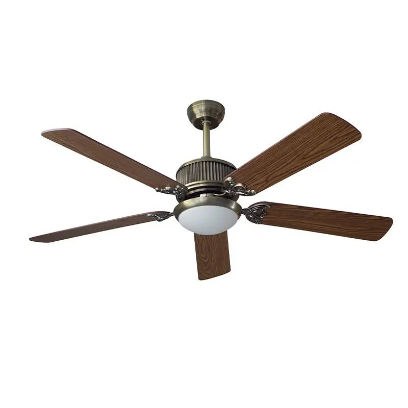 Afralia™ Vintage Wooden Ceiling Fan with Lights, Remote & Wall Control - 56"