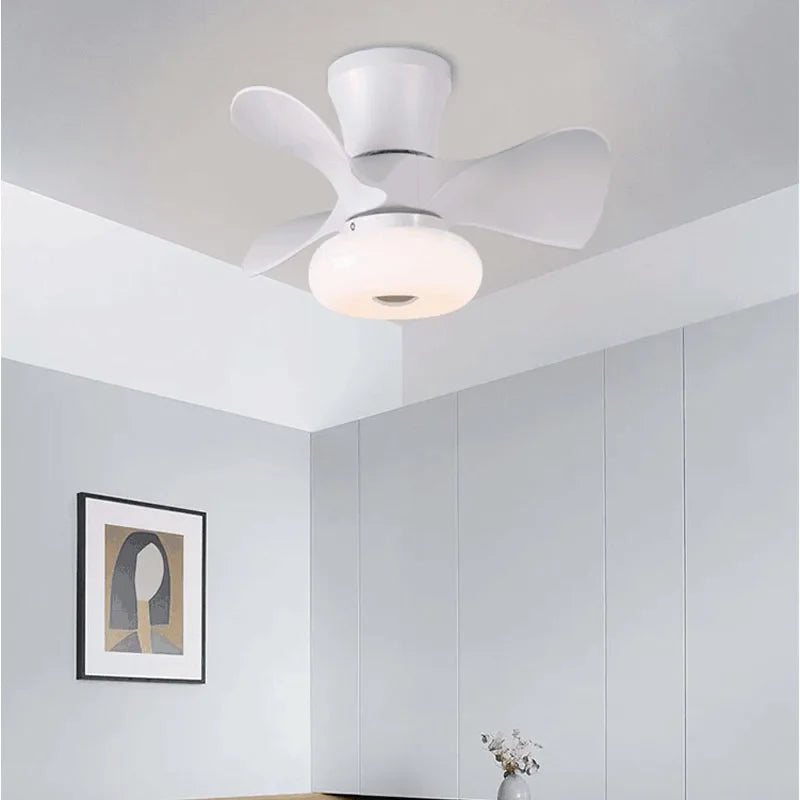 Afralia™ 22 Inch Smart Wood Ceiling Fan Light for Living Room, Bedroom - Colorful, APP Dimming
