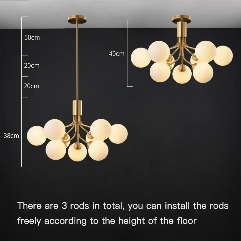 Afralia™ Nordic Glass Ball Chandelier with G9 Bulbs, Flower Bundle Design