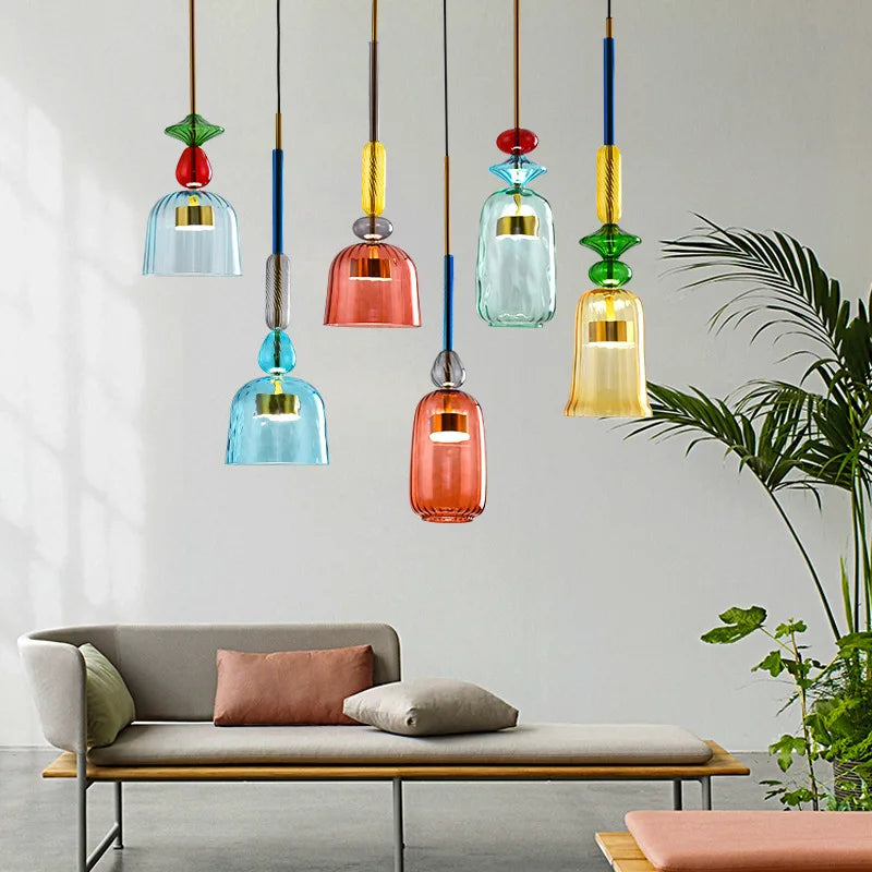 Afralia™ Glass Pendant Light: Nordic Style Hanging Lamp for Bedroom Living Room Decor