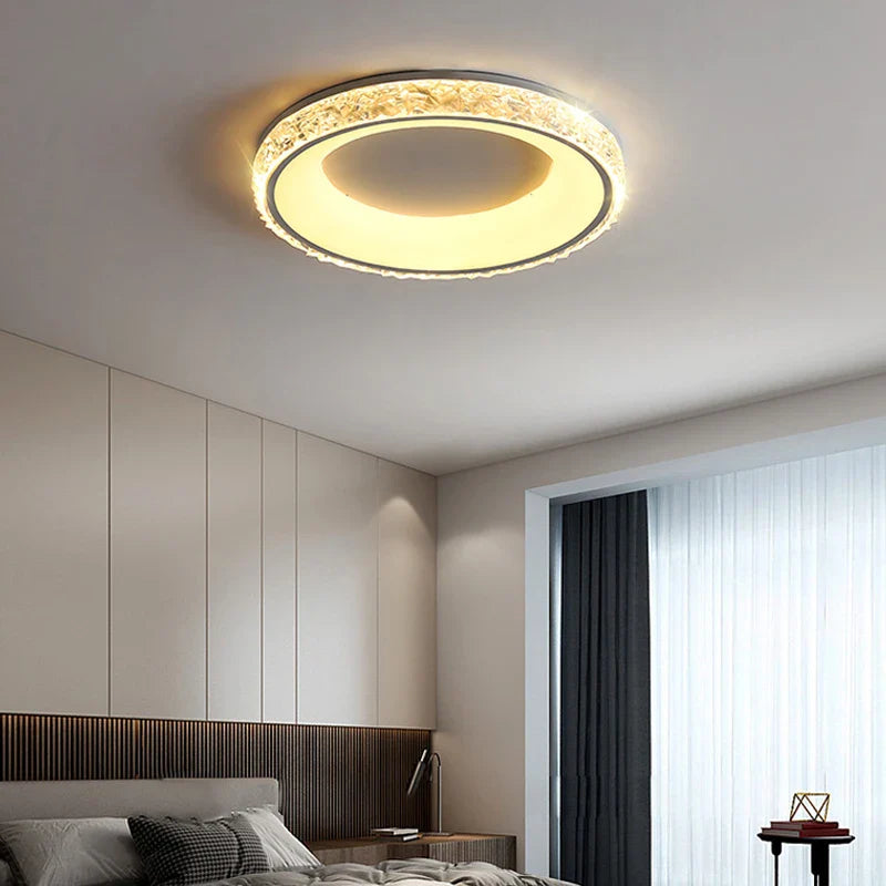 Afralia™ Concave Round LED Ceiling Light with Remote Control for Bedroom Living Room