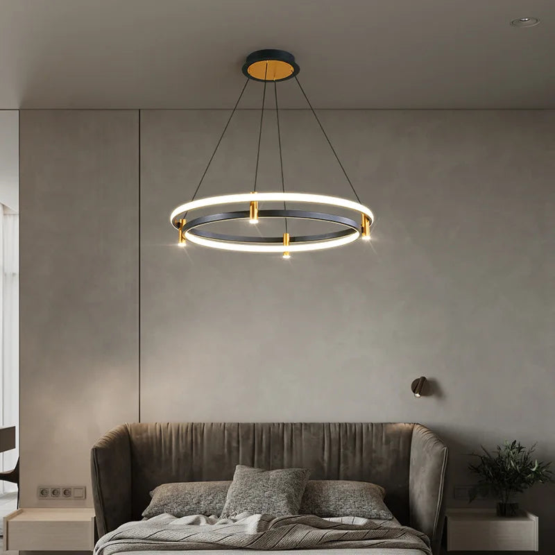 Afralia™ Modern LED Ceiling Chandelier | Two Rings 2Decks | Nordic Designer Pendant Light