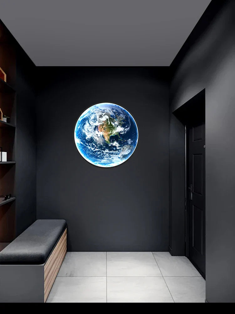 Afralia™ Modern Moon Earth Wall Lamp for Living Room Bedroom - Ambient Light Fixture