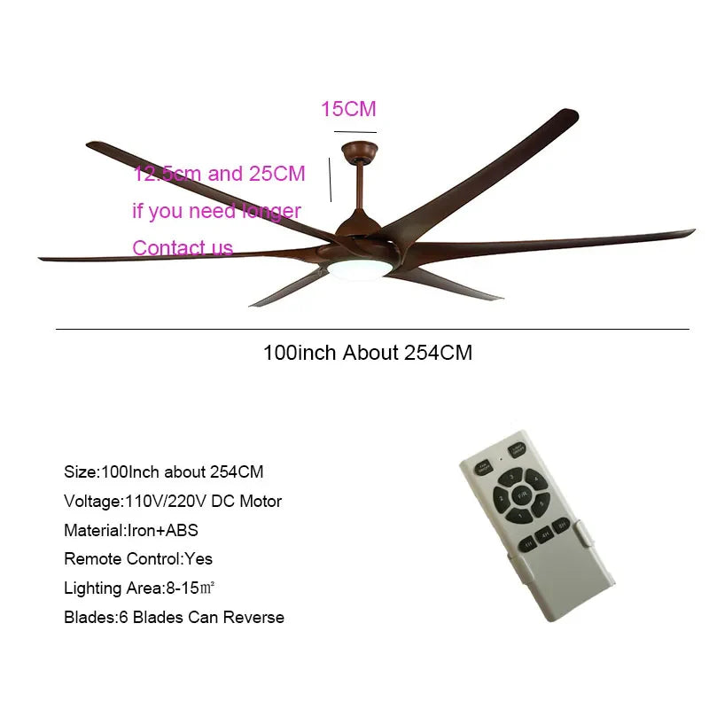 Afralia™ 100" Large Ceiling Fan with Light and DC Motor