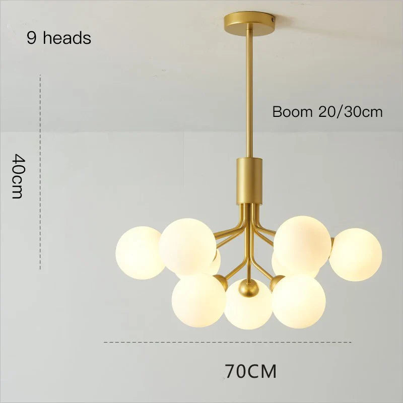 Afralia™ Nordic Glass Ball Chandelier G9 Bulbs Flower Pendant Light Fixture