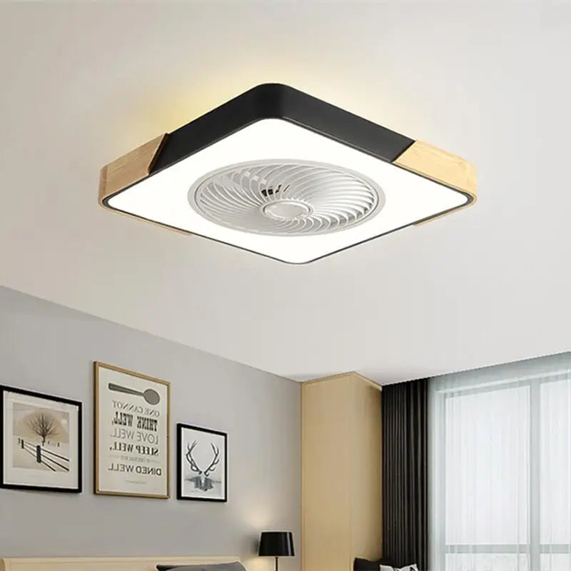 Afralia™ Wood Design LED Ceiling Fan with Remote Control for Bedroom