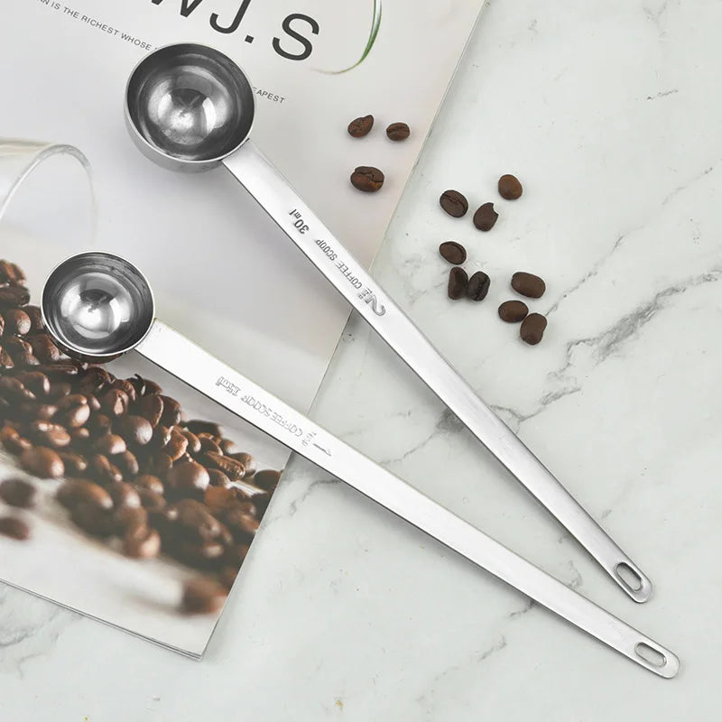 Afralia™ Stainless Steel Long Handle Coffee Measuring Spoon Set for Restaurant, Cafe, or Home