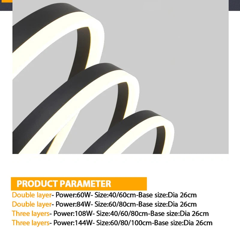 Afralia™ Modern Circle LED Chandelier Ceiling Lamp Black White 20-80cm Fixtures