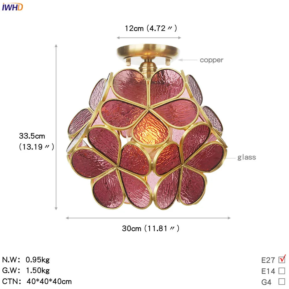 Afralia™ White Glass LED Ceiling Light Fixture, Nordic Modern Copper Ceiling Lamp