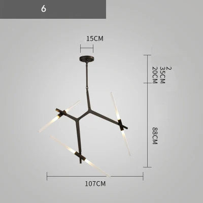 Afralia™ Branch Suspension Pendant Light - Gold Black G9 LED Iron Glass Fixture