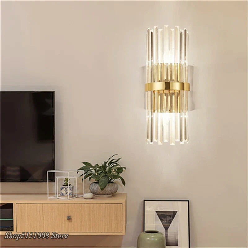 Afralia™ Crystal Golden Wall Lamp: Luxury American Country Style Light Fixtures