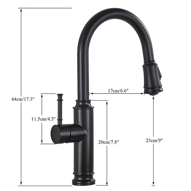 Afralia™ Matte Black Kitchen Faucet: Pull Out Dual Water Spout, 360 Rotation Hot Cold Mixer