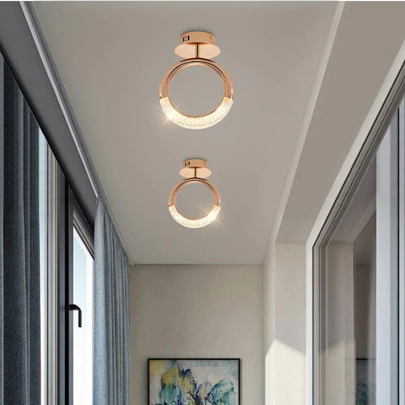 Afralia™ Rose Gold Alloy Ring Ceiling Lamp: Modern Nordic Design for Indoor Lighting