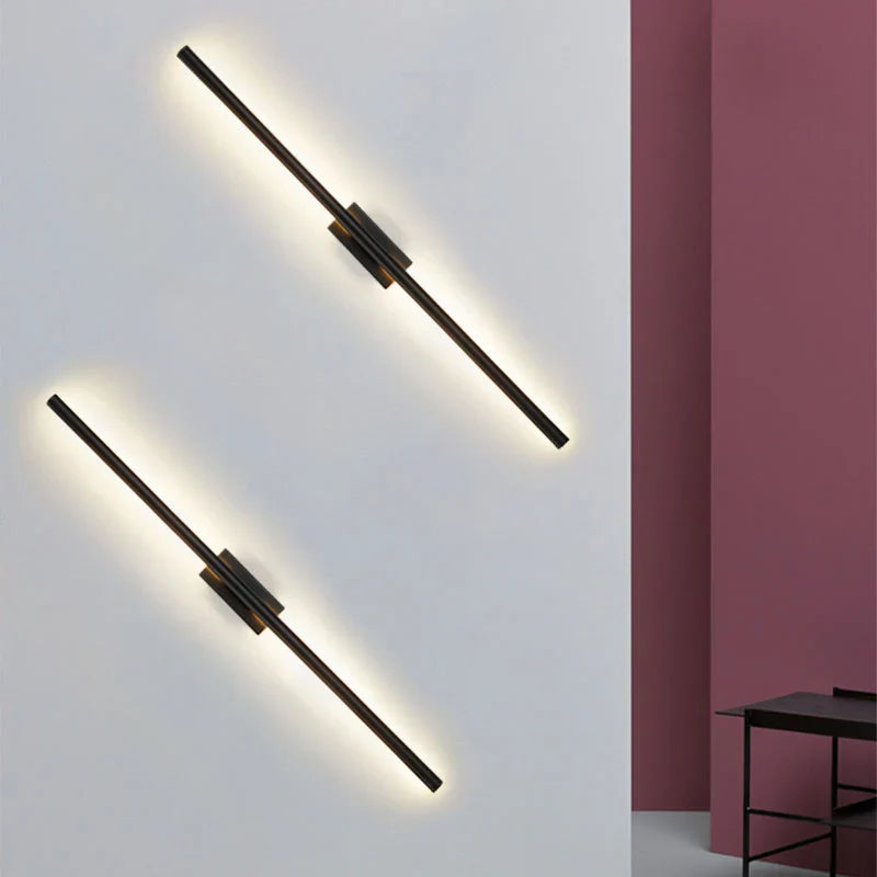 Metal Tube LED Wall Lamps Modern Living Room Bedroom Foyer Washroom Bathroom Black Brass Decor Wall Sconce LED Mirror Light