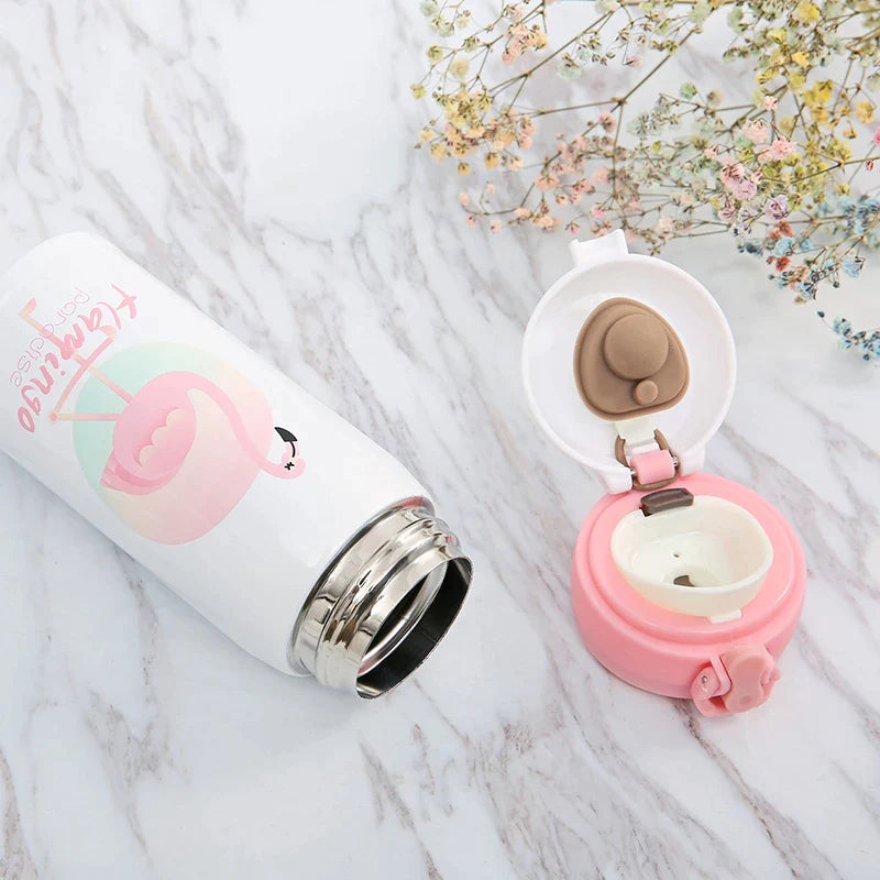Afralia™ Flamingo Pattern Insulated Water Bottle - Stainless Steel Vacuum Flask