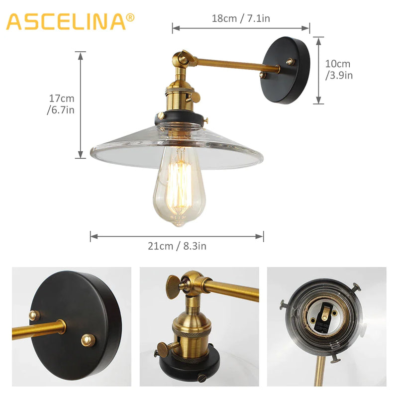 Afralia™ Japanese Glass Wall Light Retro Modern Wall Lamps for Home Lighting