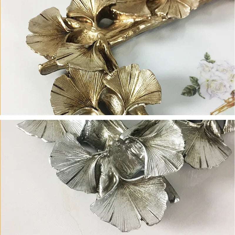 Afralia™ Golden Ginkgo Leaf Resin Photo Frame Vintage Retro Wedding Home Decor