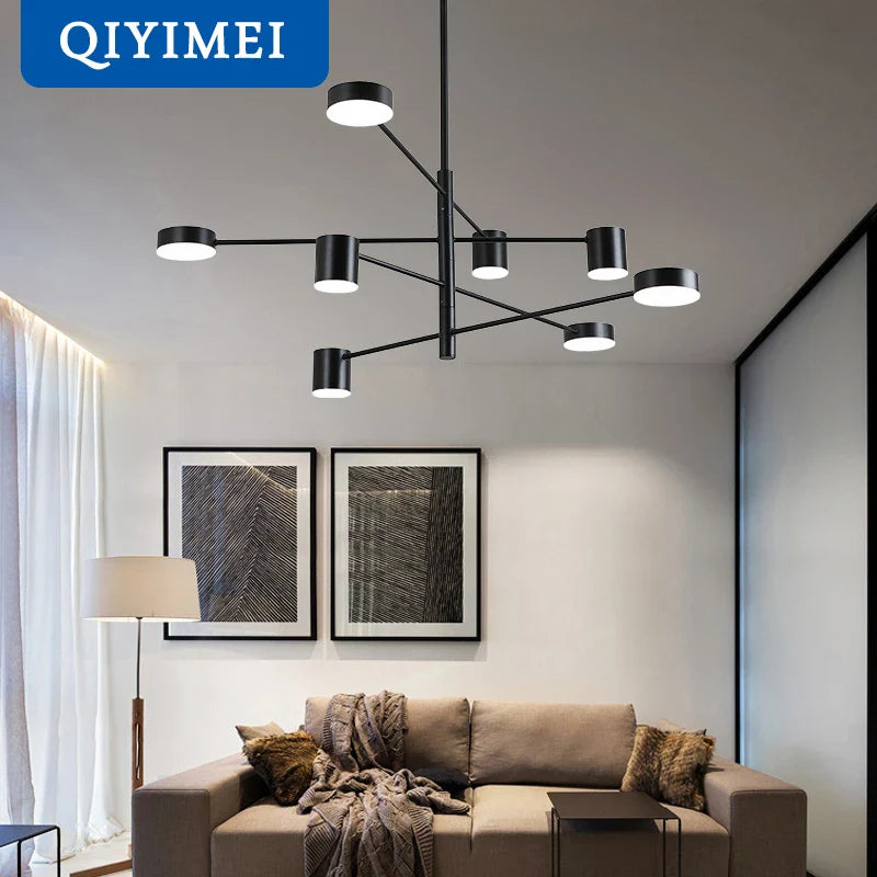 Afralia™ Modern LED Chandelier: Bedroom Living Dining Room Indoor Fixture Lighting, Gold Black