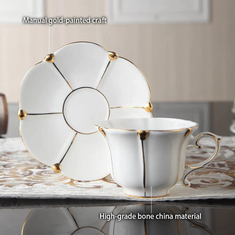 Afralia™ Elegant Bone China Tea Set Luxury Porcelain Coffee Pot Creamer Sugar Bowlcaffold