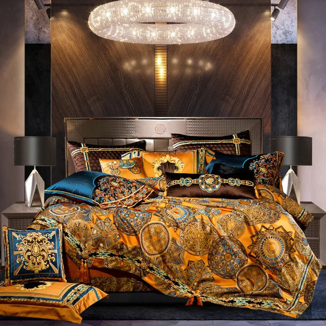 Afralia™ European Brocade Bedding Set with Jacquard Embroidery, Egyptian Cotton Material