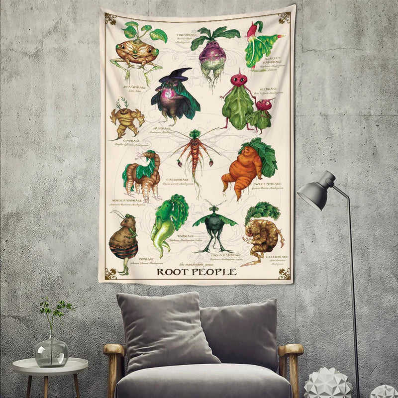 Afralia™ Vegetable Tarot Tapestry Wall Hanging for Bohemian Home Decor