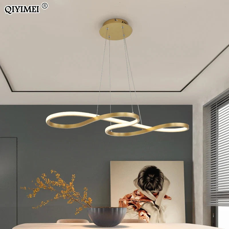 Afralia™ Gold LED Pendant Light Kitchen Dinning Room Music Lamp Shade, Lustres Luminaire Fixtures