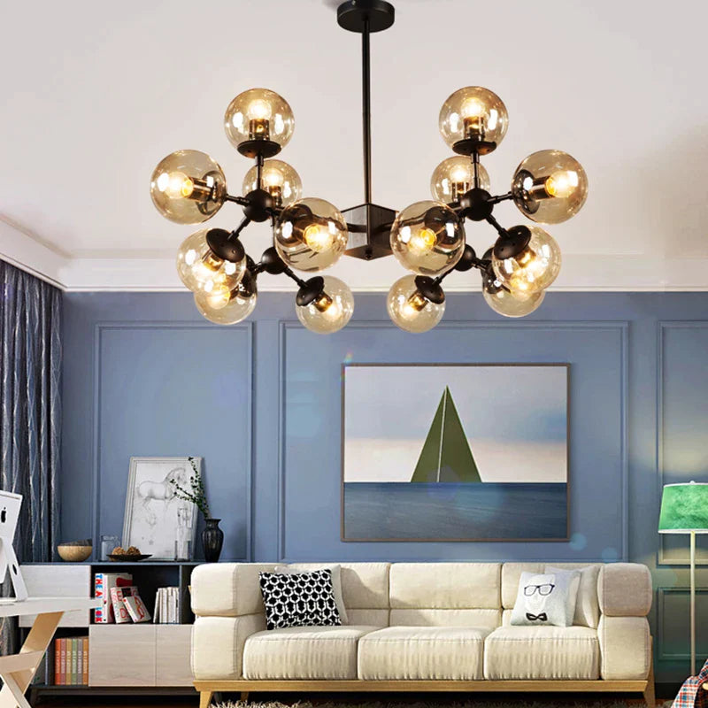 Afralia™ Glass Ball Pendant Lamp: Modern Industrial Loft Iron Luminaria Light