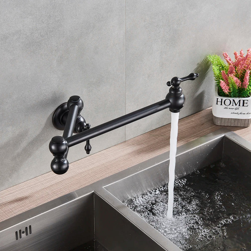 Afralia™ Solid Brass Swivel Kitchen Sink Tap Faucet, Wall Mounted Pot Filler