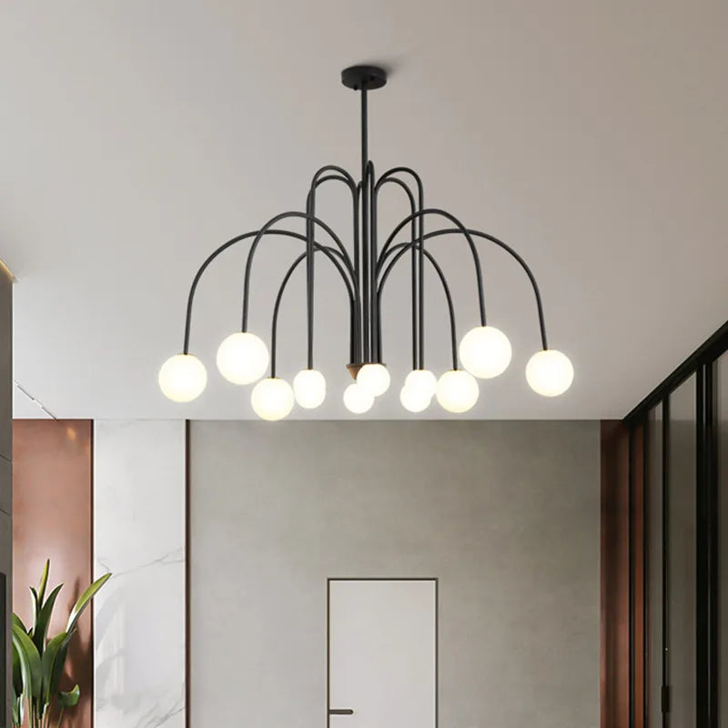 Afralia™ Glass Ball Chandelier: Modern Wrought Iron & Italian Design Lighting for Home & Office