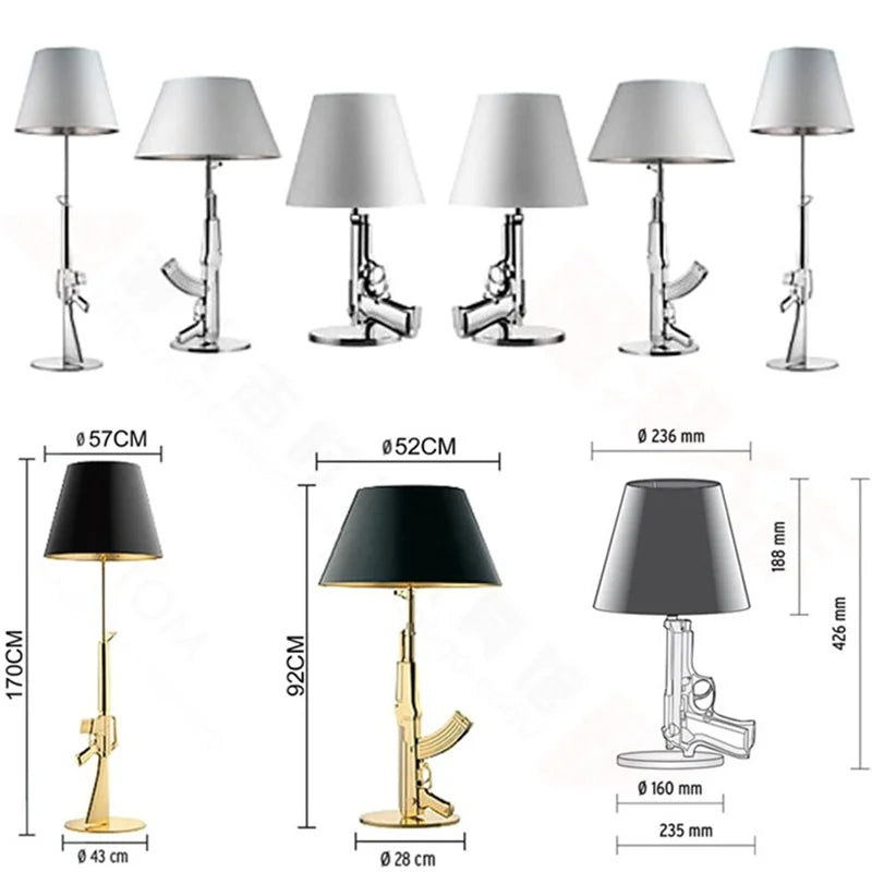 Afralia™ Luxe Gold AK47 LED Floor Lamp for Modern Living Room & Bedroom Decor