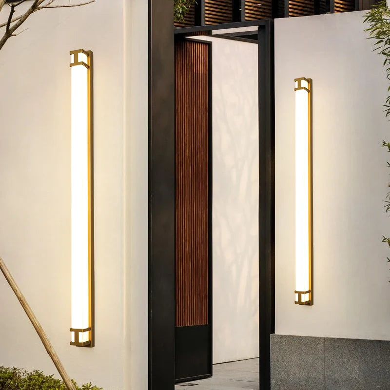 Afralia™ Outdoor Wall Lamp: Waterproof LED Garden Sconce Light in Gold/Black