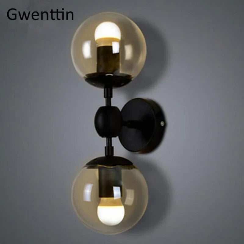 Afralia™ Glass Beans Wall Lamp Sconces LED Light Fixture for Home Deco Bedroom Hallway