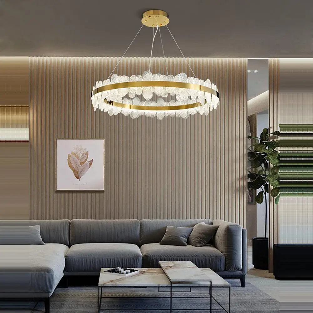 Afralia™ Golden Stainless Steel LED Designer Chandelier for Dining Room