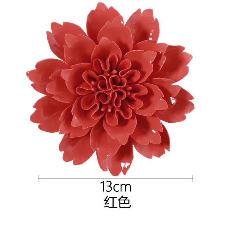 Afralia™ Ceramic Peony Wall Hanging Decoration - Handmade 3D Relief Craft