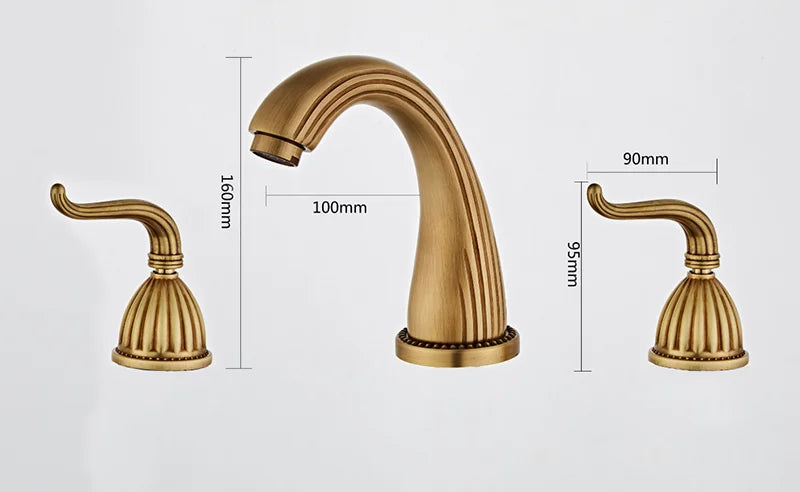 Afralia™ Antique Bronze Widespread Basin Faucet with Double Handles