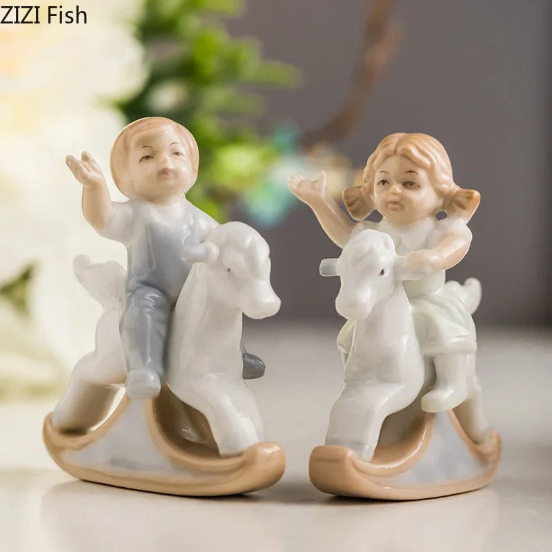 Afralia™ Ceramic Family Figure Sculpture for Living Room Decor - Baby Crafts Figurine