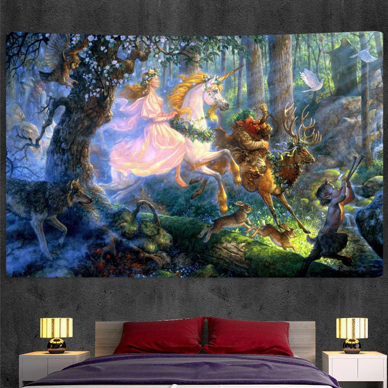 Afralia™ Unicorn Tapestry Wall Hanging Psychedelic Bohemian Decorative Mattress