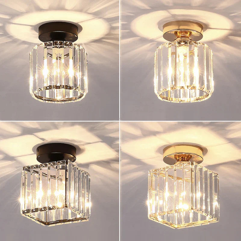 Afralia™ Crystal Ceiling Lights: Modern Living Room Bedroom Decorative Lamp with E27 Bulb Socket