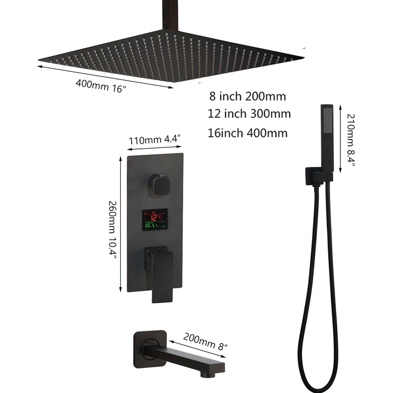 Afralia™ Digital Display Shower Faucet Set with 3 Functions