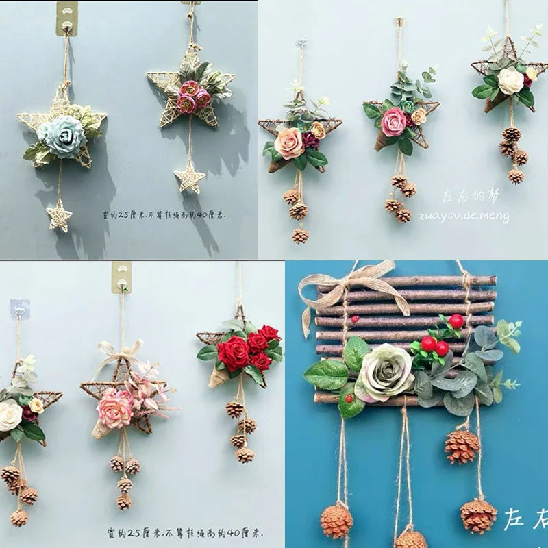 Afralia™ Christmas Star Wreath Home Decoration - Wedding Background DIY Artificial Plants Wholesale