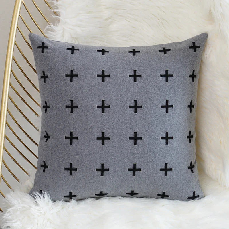 Afralia™ Woolen Cross Cushion Cover Set - 45x45cm - Home Decor for Couch, Sofa, Bed