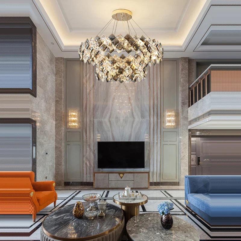 Afralia™ Crystal Dimmable LED Chandelier in Gold and Silver Finishes