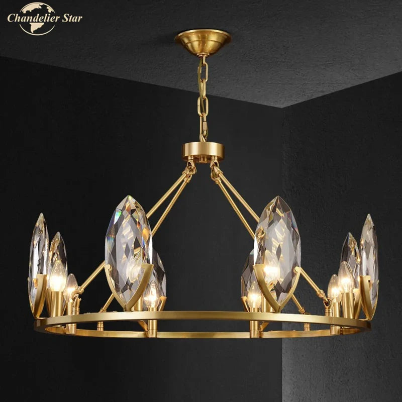 Afralia™ Crystal Chandelier LED Lighting Fixture for Luxurious Living Spaces