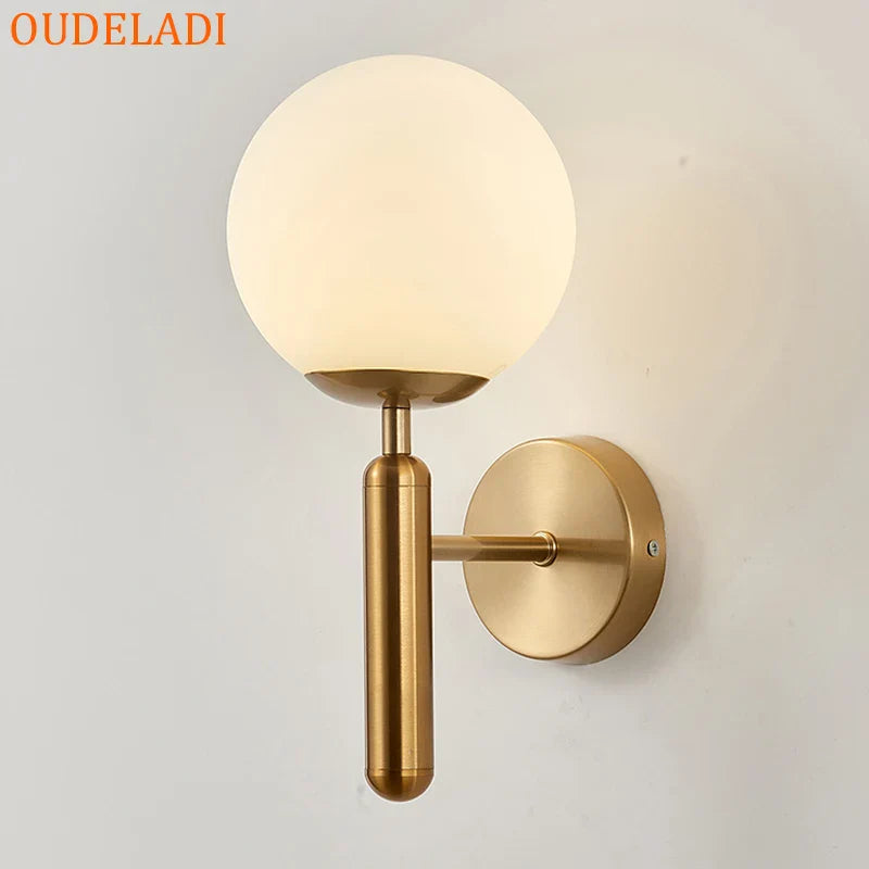 Afralia™ Nordic Glass Ball Wall Lamp Modern Living Room Bedroom Bedside Hotel Aisle Wall Lamp