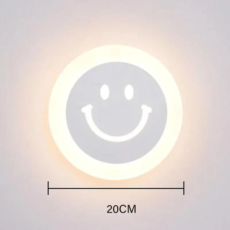 Afralia™ Smiley LED Wall Lamp for Bedroom Living Room Hotel Acrylic Sconces