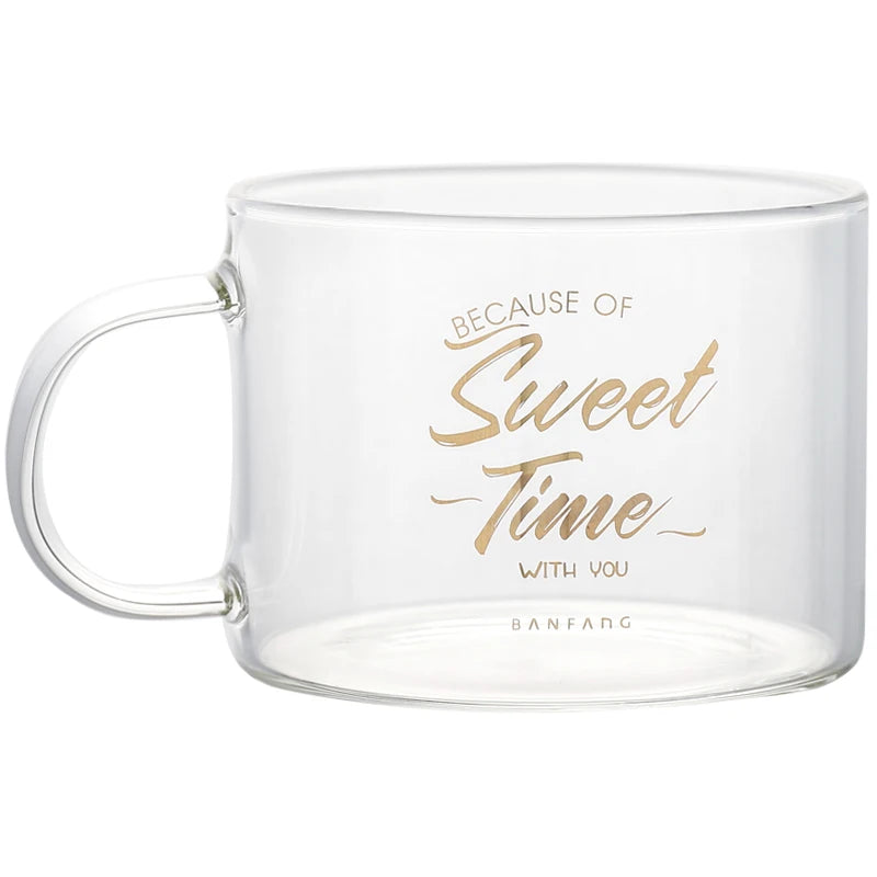 Afralia™ Creative Alphabet Glass Juice Cup with Handle | Personalized Office Tea and Dessert Cup